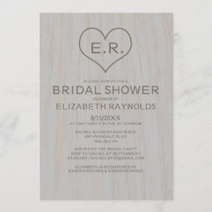 Vintage Wood Grain Bridal Shower Invitations
