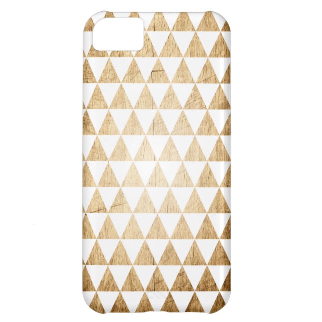 Vintage Wood Grain Geometric Triangle iPhone Case (Back)