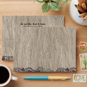 Vintage Wood Grain Vineyard Vines & Grape Envelope