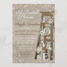 Vintage Wood Ladder and Roses Sparkle Bridal