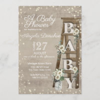 Vintage Wood Ladder and Sparkle Baby Shower