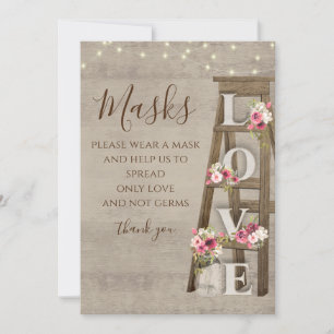 Vintage Wood Ladder and String Lights Mask Sign Invitation