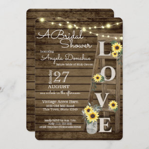 Vintage Wood Ladder and Sunflowers Bridal Shower Invitation