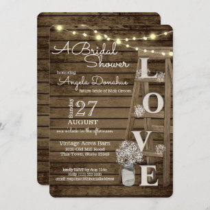 Vintage Wood Ladder Bridal Shower Invitation