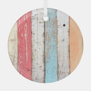 Vintage Wood: Multicolored Cracked Texture. Glass Tree Decoration