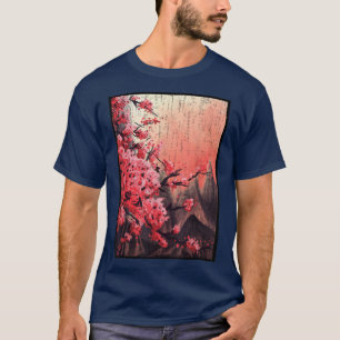 Vintage Woodblock Cherry Blossom Japanese Sakura F T-Shirt