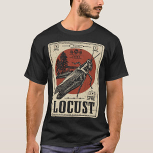 Vintage Woodblock Locust Insect Portrait T-Shirt