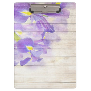 Vintage Wooden Background Modern Elegant Lily Clipboard