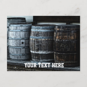 Vintage Wooden Barrels with CustomText Postcard