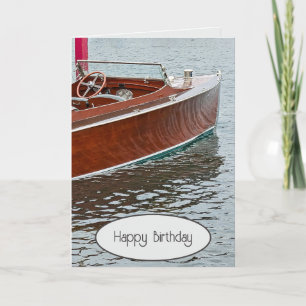 Vintage Wooden Boat Birthday Card