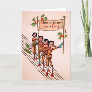 Vintage Wooden Dolls Christmas Card
