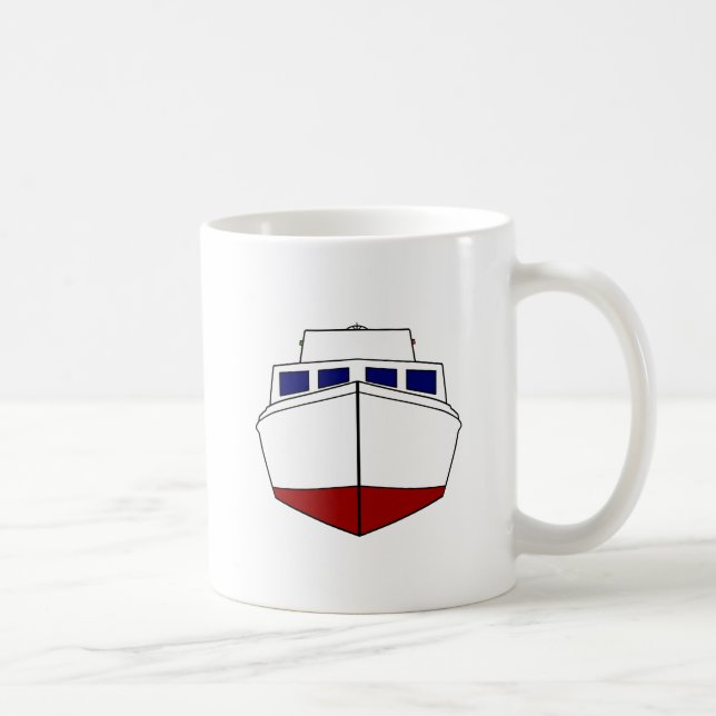 Vintage Wooden Fishing Boat - Cabin Cruiser Coffee Mug (Right)
