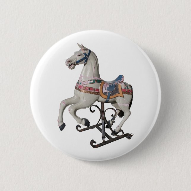 Vintage Wooden Horse Carousel Button (Front)