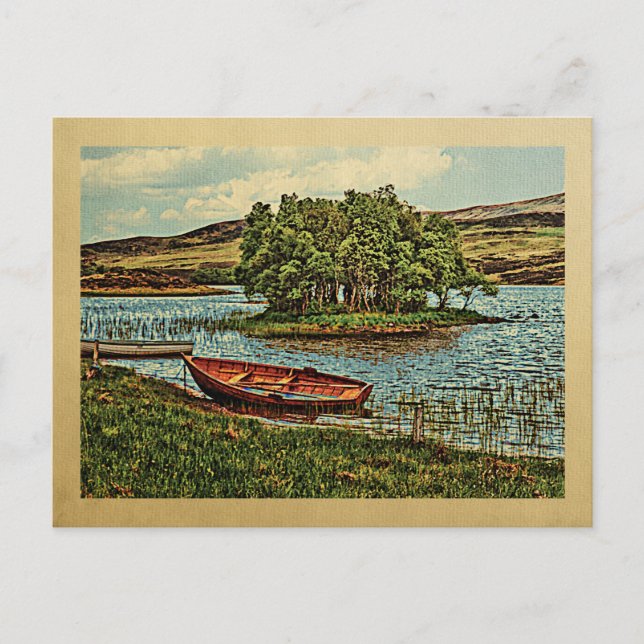 Vintage Wooden Rowboat Vintage Travel Postcard (Front)