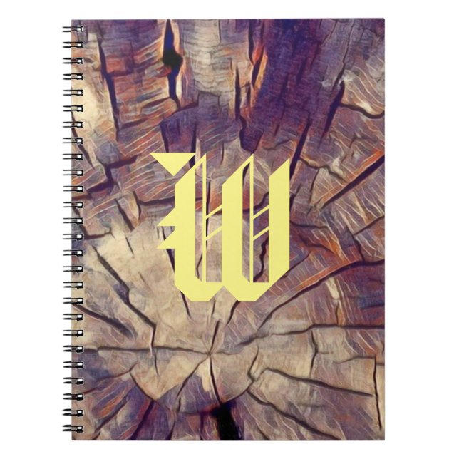 Vintage wooden tree trunk background customisable  notebook (Front)
