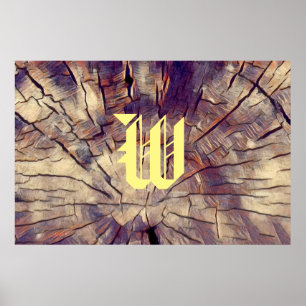 Vintage wooden tree trunk background Customisable  Poster