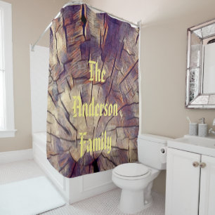 Vintage wooden tree trunk background customisable shower curtain
