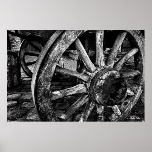 Vintage Wooden Wagon Wheel poster print