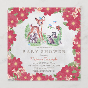 Vintage Woodland Animal Baby Shower Invitation