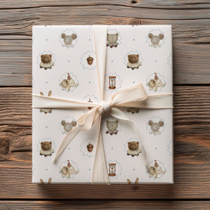 Vintage Woodland Animals Watercolor Pattern Wrapping Paper