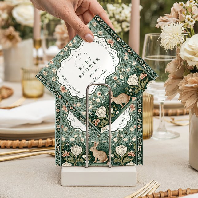 Vintage Woodland Bunny Floral Baby Shower Napkin (Creator Uploaded)