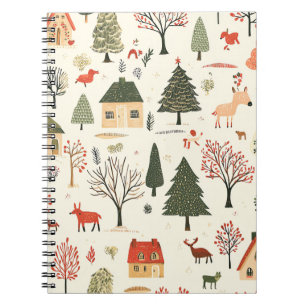 Vintage Woodland Christmas Pattern (16) Notebook