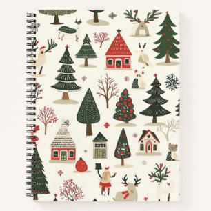 Vintage Woodland Christmas Pattern (17) Notebook