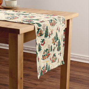 Vintage Woodland Christmas Pattern (18) Short Table Runner