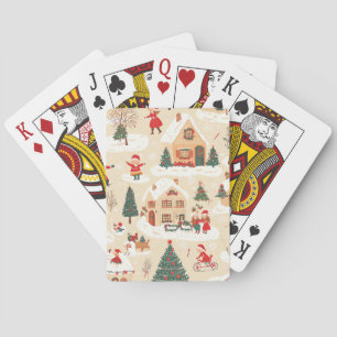 Vintage Woodland Christmas Pattern (19) Playing Cards
