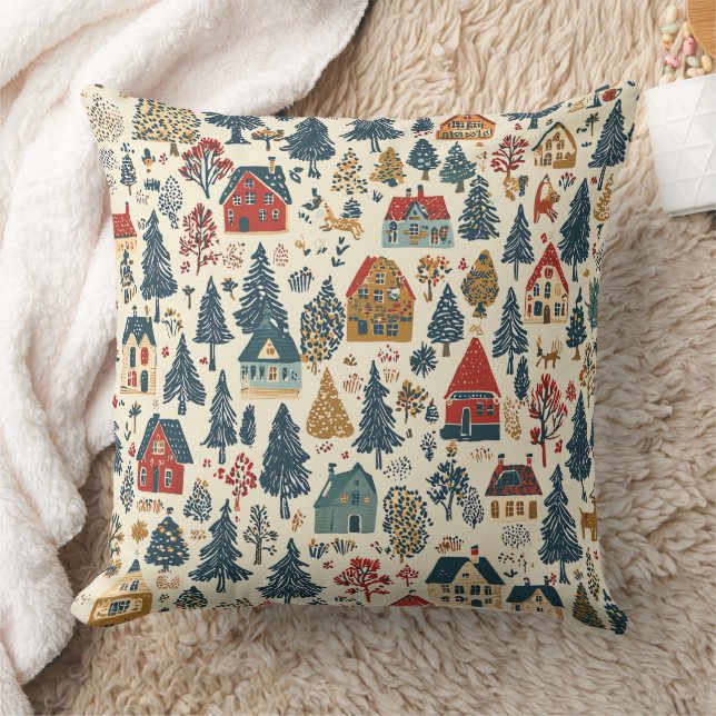 Vintage Woodland Christmas Pattern (20) Cushion (Blanket)