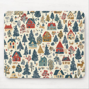 Vintage Woodland Christmas Pattern (20) Mouse Pad