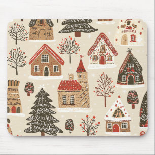 Vintage Woodland Christmas Pattern (4) Mouse Pad
