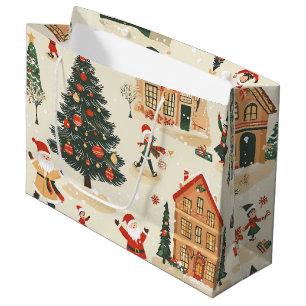 Vintage Woodland Christmas Pattern (8) Large Gift Bag
