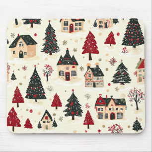 Vintage Woodland Christmas Pattern (9) Mouse Pad