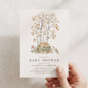 Vintage Woodland Fawn Baby Shower Invitation