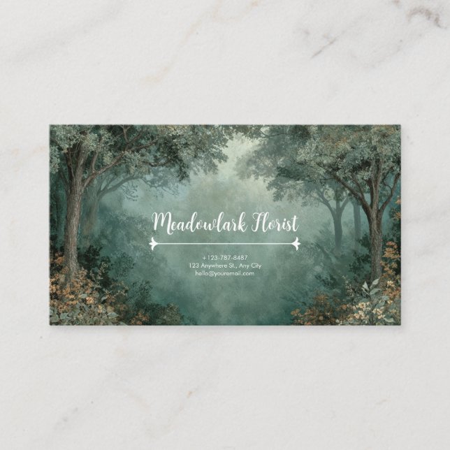 Vintage Woodland Moody Landscape Business Card (Front)