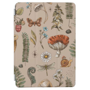 Vintage woodland nature seamless pattern. Amanita  iPad Air Cover