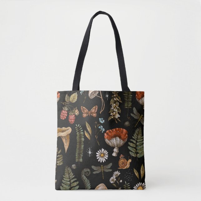 Vintage woodland nature seamless pattern. Amanita  Tote Bag (Front)