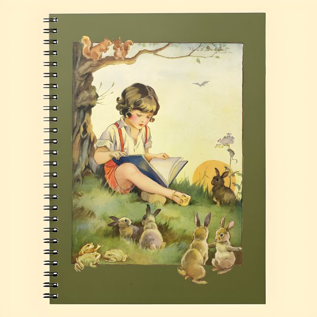 Vintage Woodland Reading Child  Notebook (Creator Uploaded)