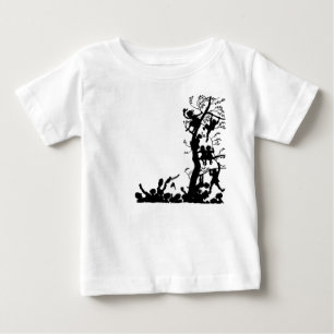 Vintage Woodland Silhouette Storybook Tree Scene Baby T-Shirt