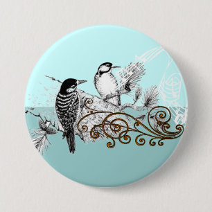Vintage Woodpecker Wedding Love Birds 7.5 Cm Round Badge