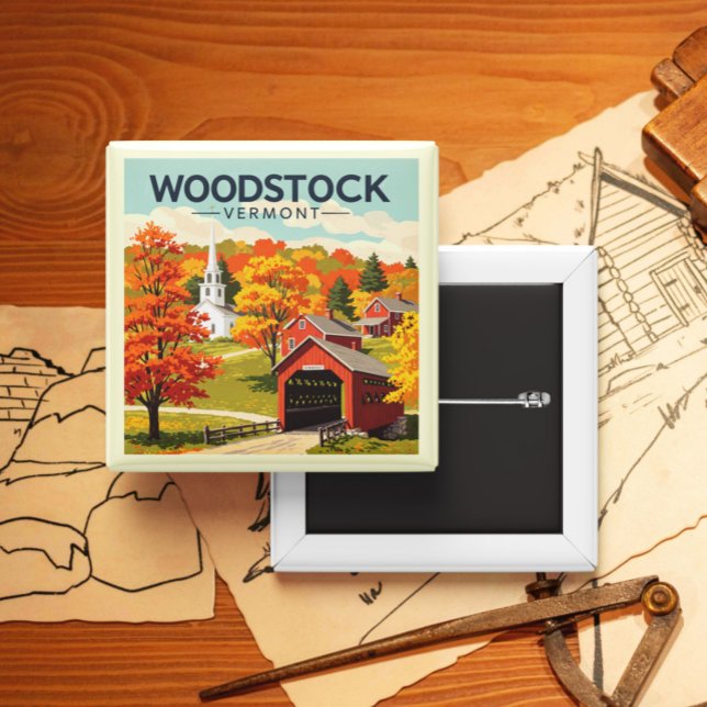 Vintage Woodstock Vermont 15 Cm Square Badge (Creator Uploaded)