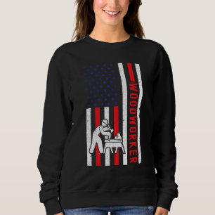 Vintage Woodworker US Flag Carpenter Woodcutter Lu Sweatshirt