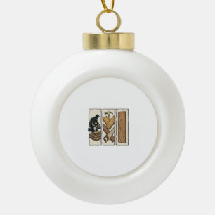 Vintage Woodworking Tools Engraving T-Shirt Design Ceramic Ball Christmas Ornament