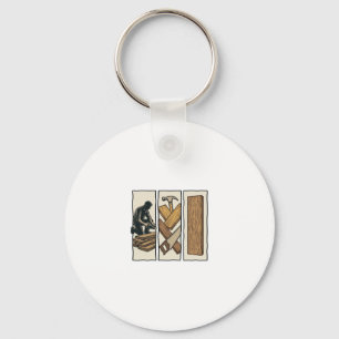 Vintage Woodworking Tools Engraving T-Shirt Design Key Ring