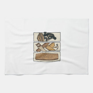 Vintage Woodworking Tools Engraving T-Shirt Design Tea Towel