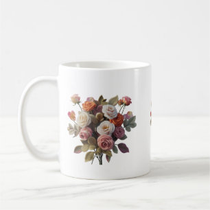 Vintage Wool Bouquet Classic Mug   Felted Rose Art