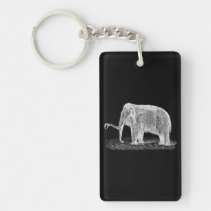 Vintage Woolly Mammoth Illustration Wooly Mammoths Key Ring