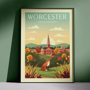 Vintage Worcester Massachusetts Poster