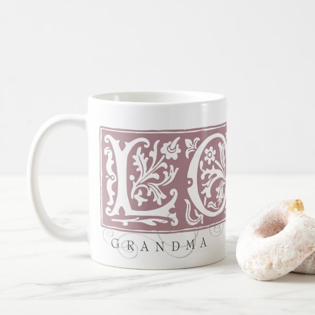 Vintage Word Art Love Grandma  Coffee Mug (With Donut)